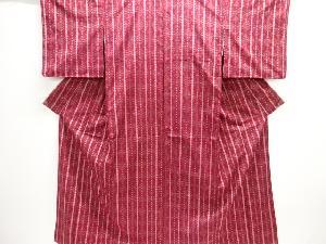 未使用品　縞織り出し手織り紬着物